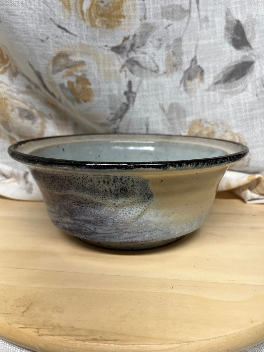 Handmade John Shedd American Ceramic Serving Bowl in Cream and Blue
